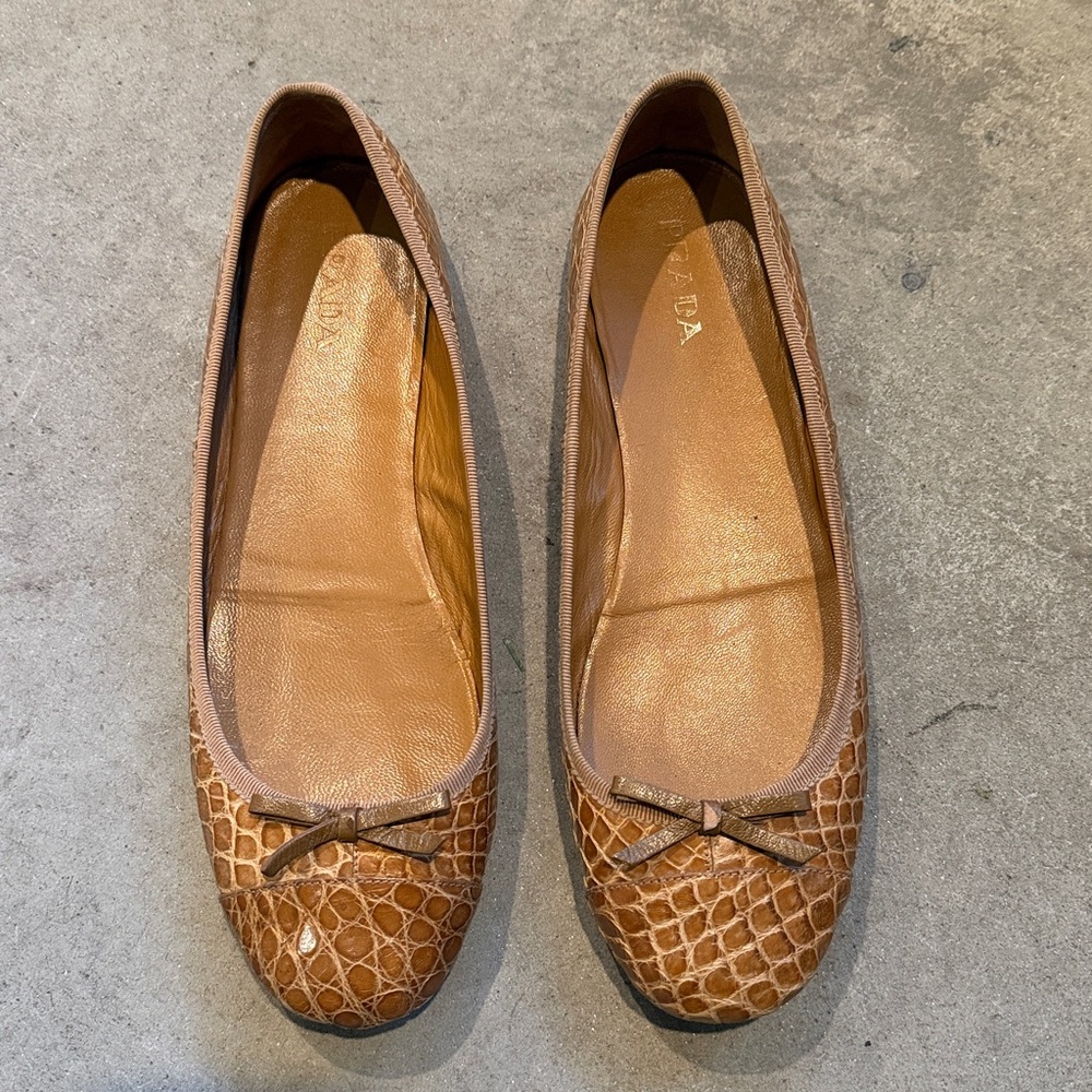 Prada genuine crocodile ballet flats size 11